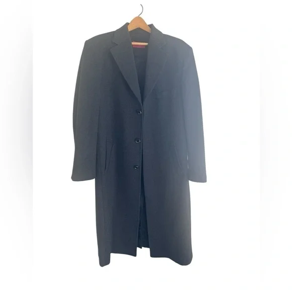 MANTONI TOP COAT CHARCOAL BLACK WOOL/CASHMERE